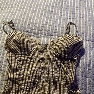 brown and white plaided shirt